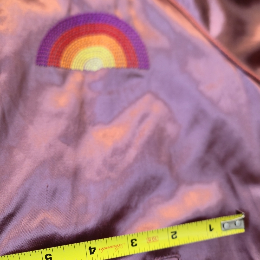 Mother Sunshine City Letterman Jacket Bomber S Rainbow Rare Satin Varsity Retro - Picture 13 of 17